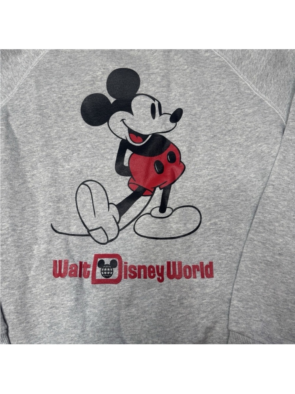 Disney Gray Crewneck Sweatshirt with Black Mickey Graphic